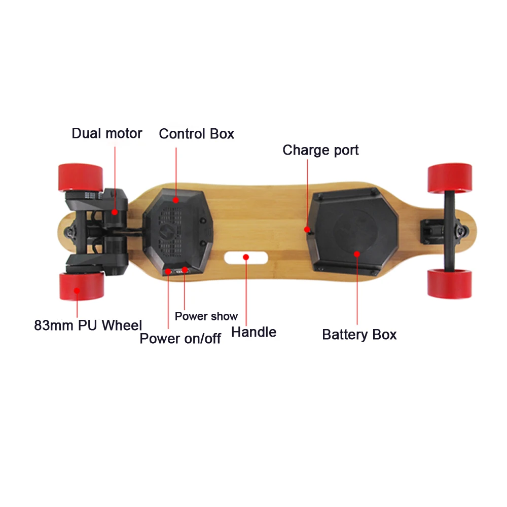 Супер Электрический скейтборд и Longboard T-Shade Светодиодный Фонари 900 Вт ремни два двигателя с беспроводным пультом дистанционного управления