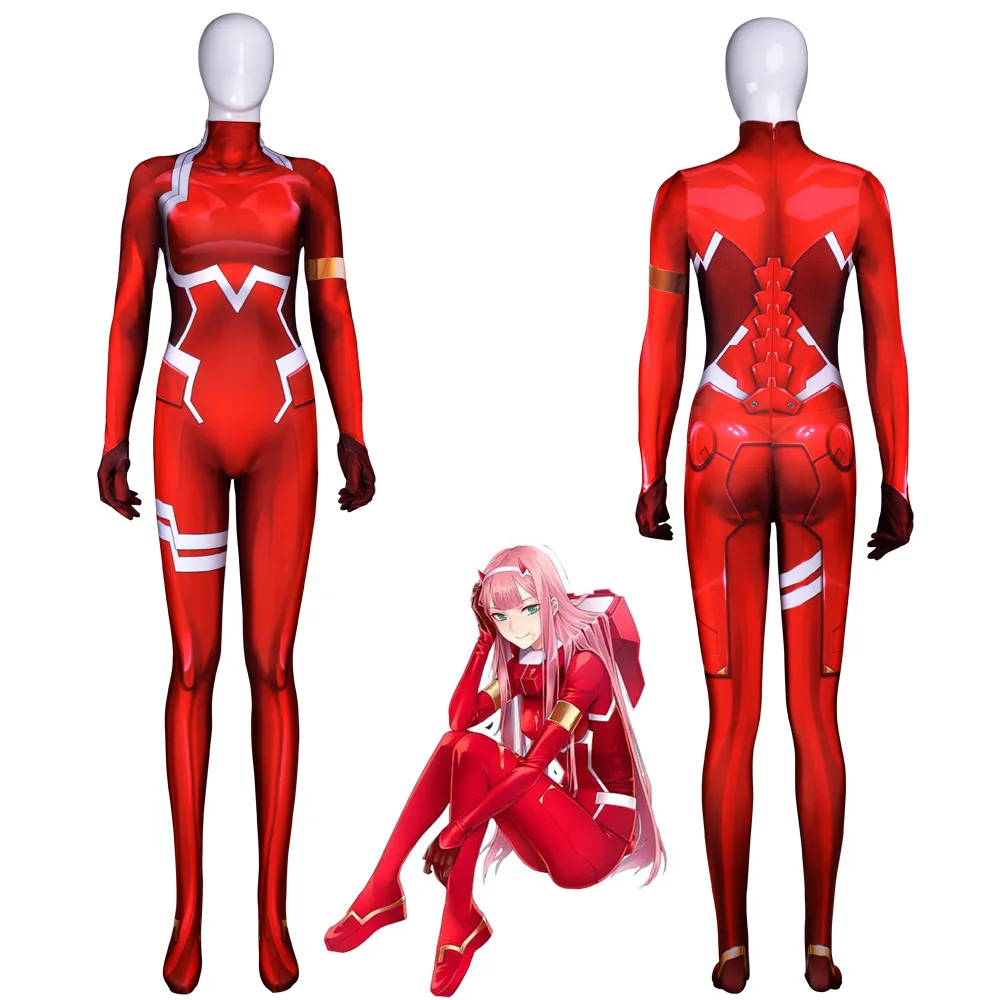 

Zero Two Darling in the Franxx Cosplay D.va anime 3D Printed Costume jumpsuit Zentai Halloween Catsuit Bodysuit