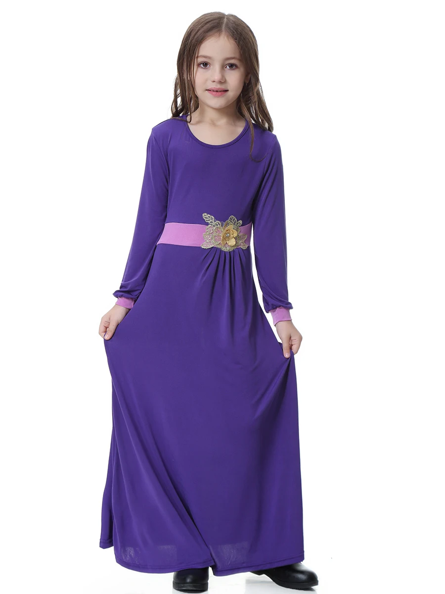 Мусульманское детское Макси платье для девочек длинное Кимоно Jubah Ramadan средний
