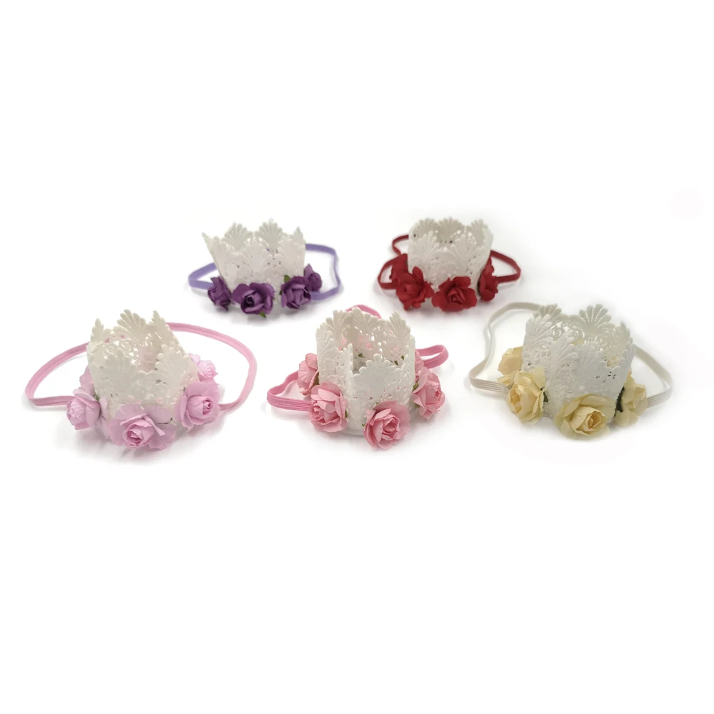 

10Pcs/lot Newborns Paper Flower Crown Elastic Birthday Headband Baby Girls Hair Accessory Photography Props Kidocheese