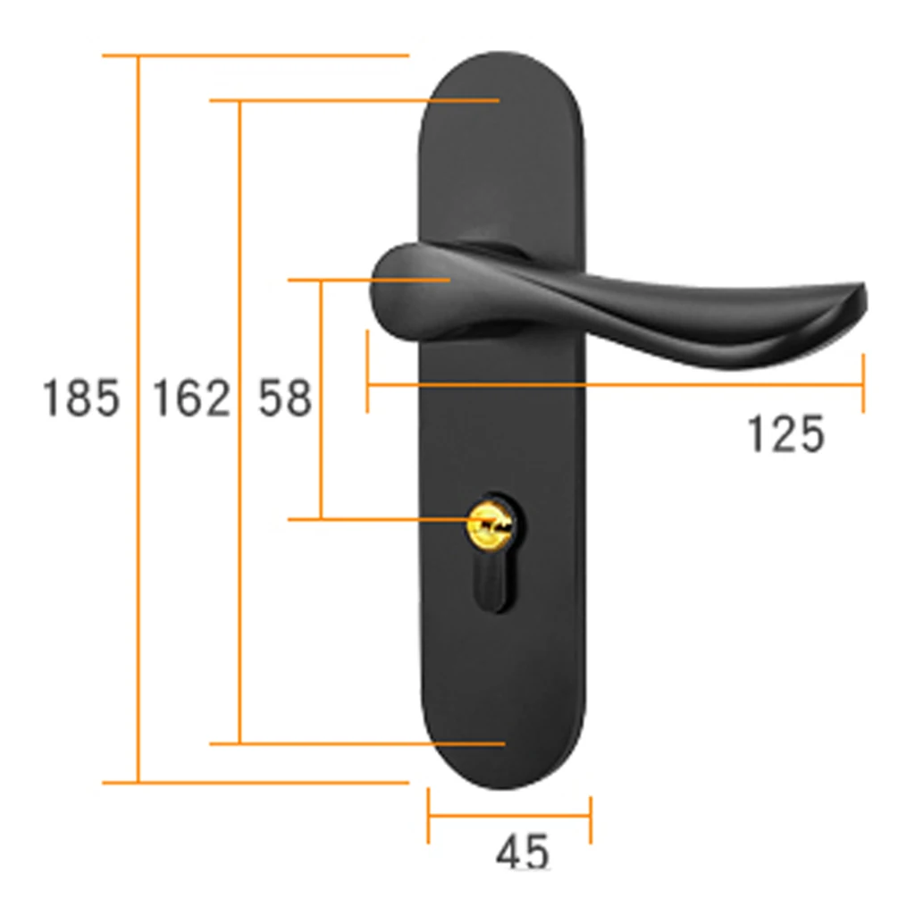 Door Handle Lock Front Back Lever Lock Bathroom Bedroom Door Handles #1