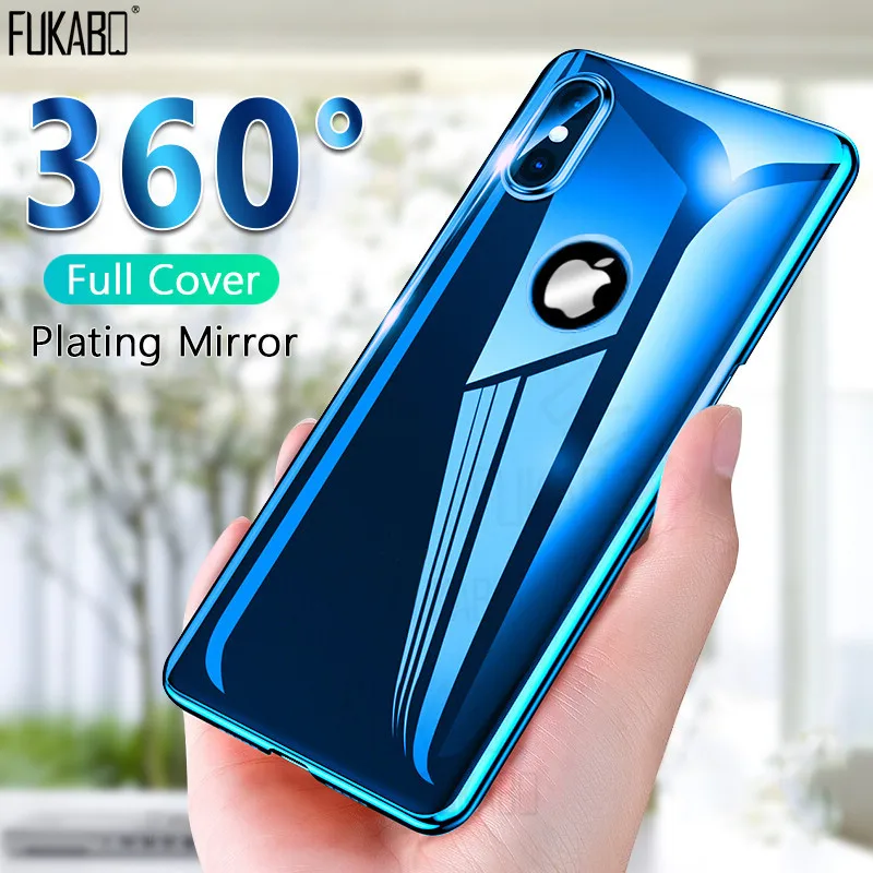 

Luxury 360 Degree Full Cover Screen Protector Case For iPhone 7 8 Plus XR XS Max Mirror Plating For iPhone 7 6 6s Plus X Case