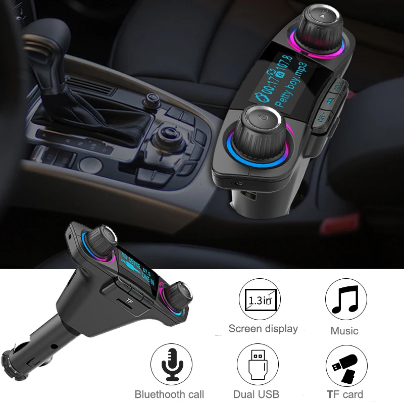 

Car Audio Bluetooth MP3 Player Dual USB FM Modulator Transmitter Music LED Display Wireless Phone Handsfree Charger Stereo Auto