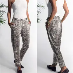 Модные повседневные свободные женские леопардовые штаны-шаровары с высокой талией женские джоггеры спортивные штаны летняя осенняя