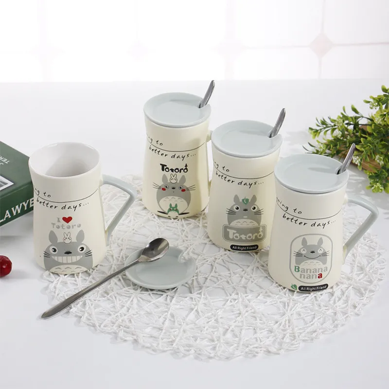 

400ml Totoro Coffee Mugs Delicate My Neighbour Ceramic Coffee Mug Cute Tea Cup With Spoon 1 Piece Free Shipping