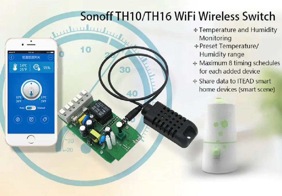 Sonoff TH10 TH16 10a/16a умные модули автоматизации Wifi беспроводной переключатель дистанционного управления для умного дома температура и влажность