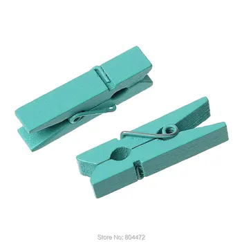 

500 pcs aqua Blue Mini Wooden Clothespins | Wood Craft | 35mm | wedding gift Baby Shower Boys