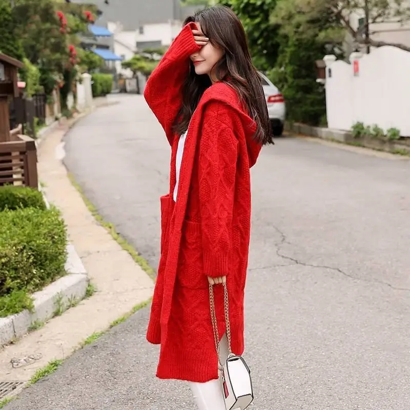 

Women Long Cardigan Female 2018 Autumn Winter Long Sleeve Crochet Woolen Cardigan Sweater Female Hooded Knitted Tops Clothes P15