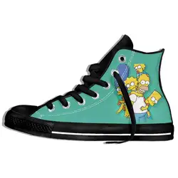 Классические парусиновые туфли на плоской подошве со шнуровкой с героями мультфильмов лисой Мэри Симпсон легкие кроссовки