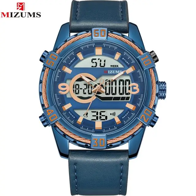 Мужские s часы лучший бренд MIZUMS мужские модные спортивные часы мужские водонепроницаемые кварцевые цифровые светодиодные часы мужские s военные наручные часы - Цвет: Blue Blue