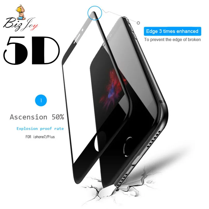 5D полное покрытие изогнутые края 9H защита экрана закаленное стекло для iphone X 8 7 5 5s