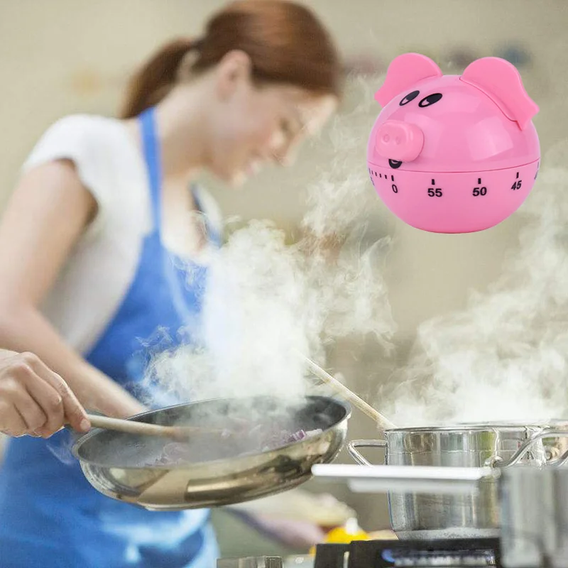 Милые Креативные мини-часы в форме розовой свинки с таймером для приготовления пищи, кухонные вкусные напоминания, таймер, будильник, кухонные аксессуары