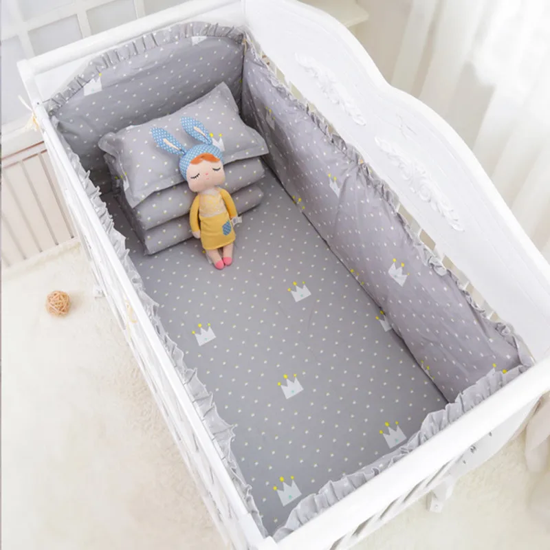 

5pcs/set High Quality Newborns Bedding Set Include Quilt With Filling Cotton Bumper Crib Bed Linens Healthy Infant Bedclothes