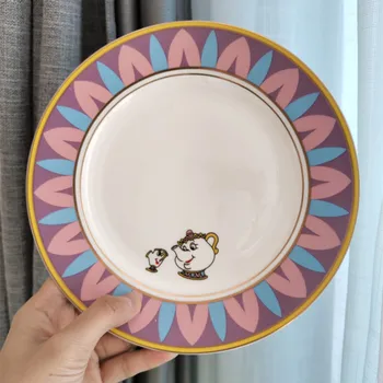 

Beauty and The Beast Tea Set Ceramic Plate Saucer Dishes Mrs Potts Chip Teapot Cup Lovely Porcelain Coffee Creative Xmas Gift