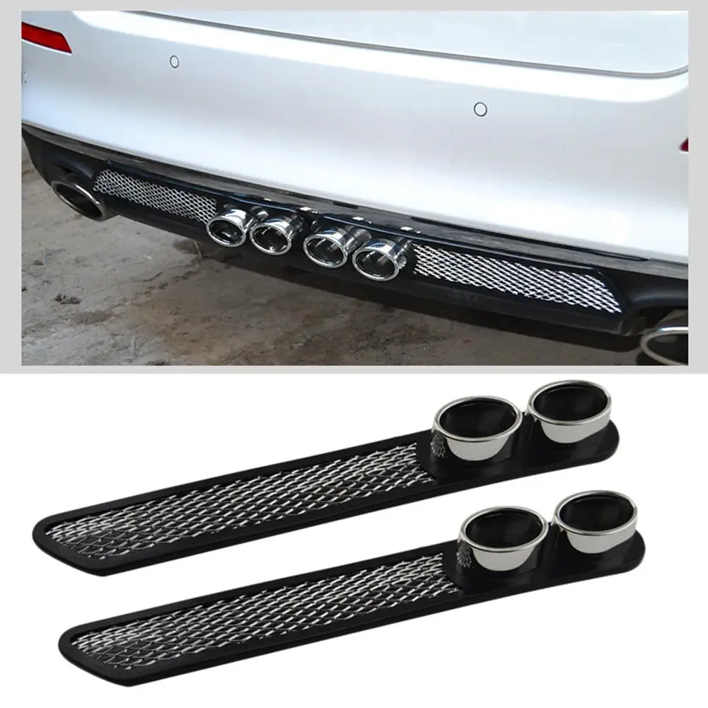 1Pair Universal Car Auto Styling Fake Decorative Vent Grid Exhaust Muffler Pipe Adhesive Tape