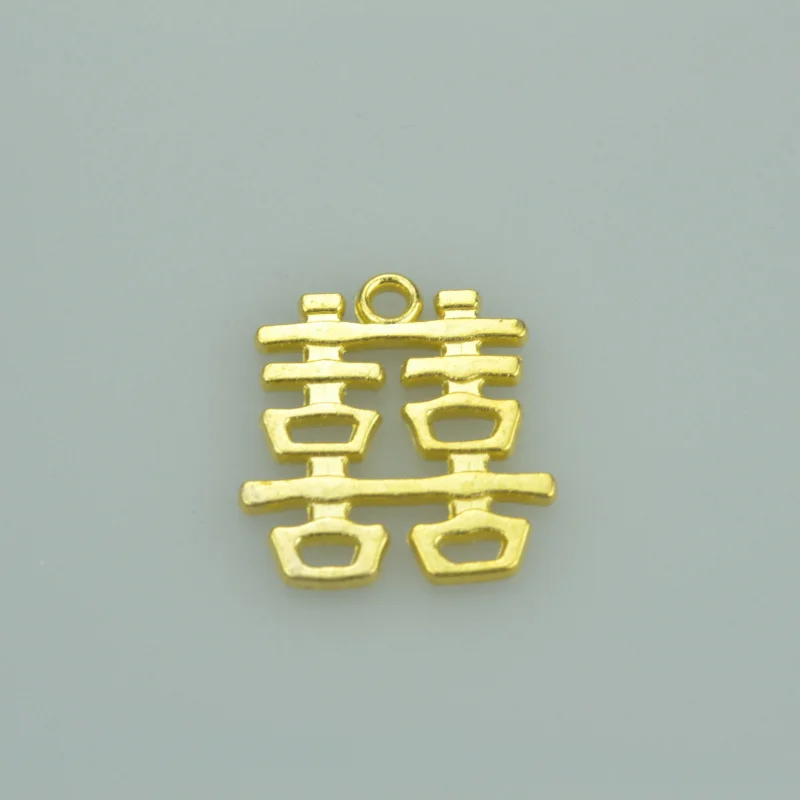 

45 pcs metal charms gold color Double Happiness pendants jewelry findings and components fit Necklaces and bracelets A4039