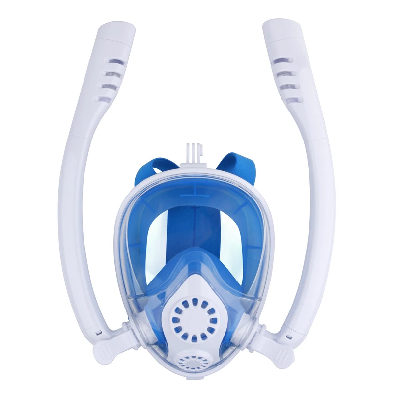 Двойная воздухопроницаемая трубка подводная противотуманная маска для подводного плавания, ныряния с дыхательной трубкой широкая область обзора плавательный регулируемый ремешок маска для подводного плавания