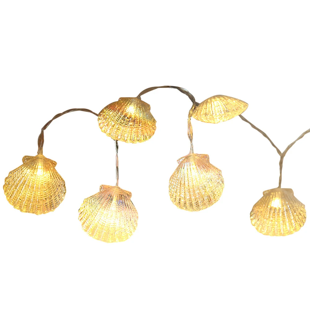 

1.5m 10 Bulb Portable Home String Lamp Bedroom Bright Battery Warm Light Decoration Party Seahorse Marine Led Shell