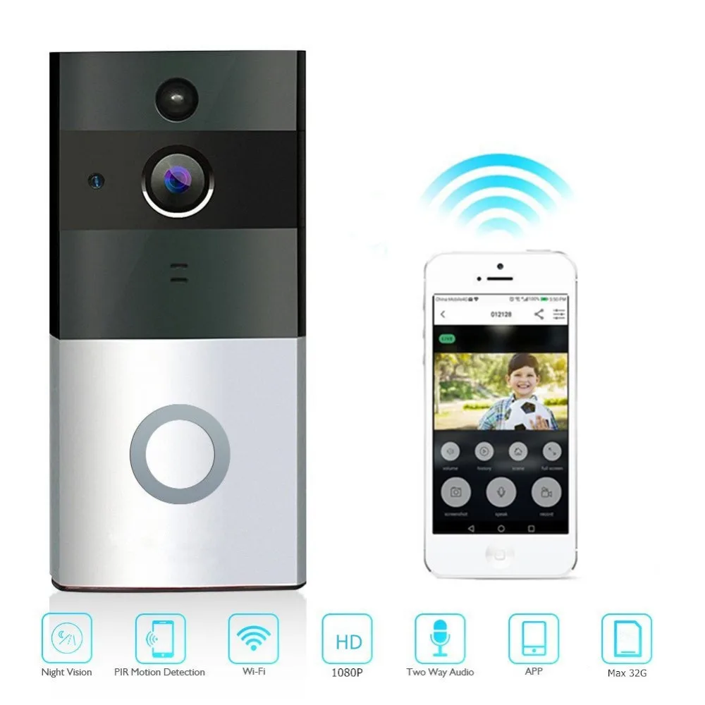 

LESHP Wireless WiFi Video Doorbell 1080P HD Ring Doorbell Camera Night Vision Two-way Audio 2.4G Phone Remote PIR Motion