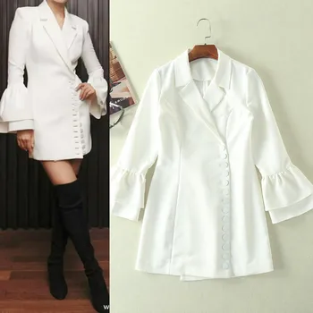 

New spring and summer DRESS couture fashion Lapel long sleeve slim single breasted group