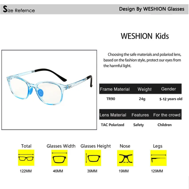 Детская Классическая оправа блокировки синий свет для детей, квадратичная ясная компьютер прозрачные очки для мальчиков и девочек Oculos UV400