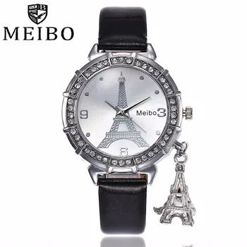 

Hot Sale Fashion Silver Eiffel Tower Watch Casual Luxury Women Leather Tower Pendant Quartz Watch Gift Clock Relogio Feminino