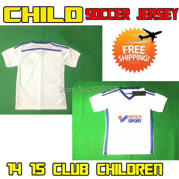 14 15 Olympique Child Jersey 2015 Drogba Claude Makelele Andre Gignac Ayew Marseille Uniform Football Shirt |