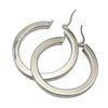 Stainless Steel Thick Flat Hollow Hoop Earring Silver Color Jewelry Women Casual Earring 1PCS 4