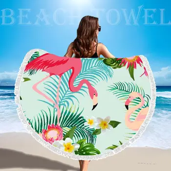 

150*150cm roundCartoon Microfiber Beach Towel with Drawstring Backpack Bag Sport Yoga Blanket Swimming Bath Towel