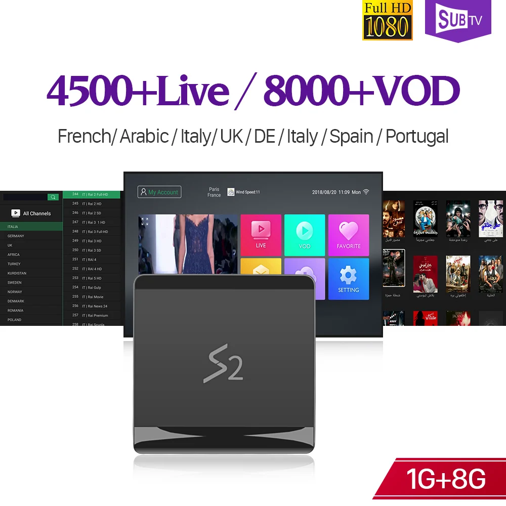 

4K IPTV France Box Leadcool S2 Android 8.1 RK3229 1G 8G with 1 Year SUBTV Code French Belgium Netherlands Canada Arabic IP TV
