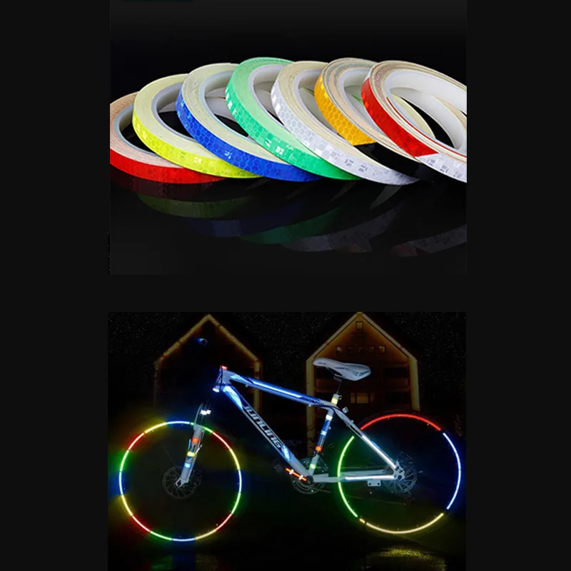

Colorful Reflective Tape Bicycle Stickers Night Safety Warning Bike Reflector Mtb Road Motor Sticker Decal Bicycle Accessories