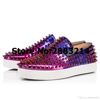 

Latest Blue Black White Man Slip-on Party Dress Shoes Business Flats Shoes Outdoor Fashion Spikes Men Sneakers Shoes Top Quality