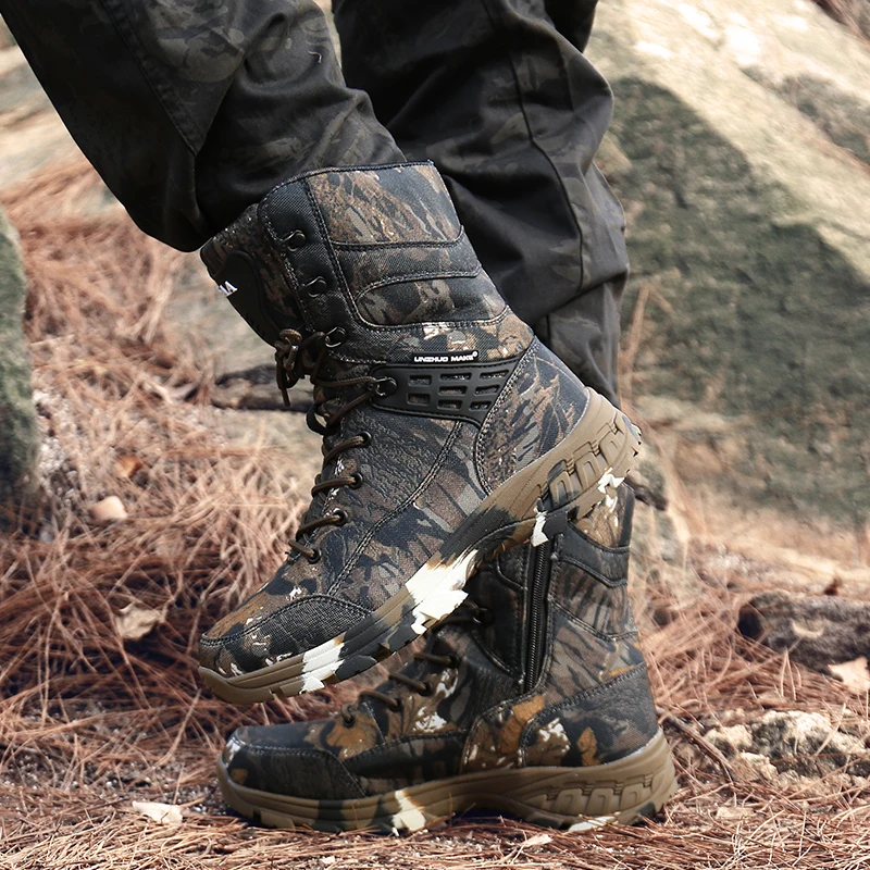 

Men's Military Boots Quality Special Force Tactical Desert Combat ankle Boats Army Work Shoes Leather Snow Boots Safety