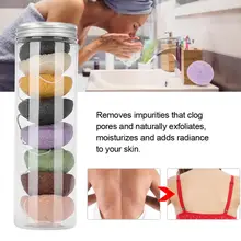 Новинка, 8 шт., цветные круглые мочалки 100 для мытья лица, натуральные мочалки для ухода(сухие