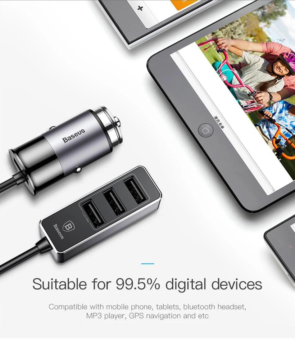 Baseus 4 порта USB Автомобильное зарядное устройство для iPhone X 8 7 6 samsung Xiaomi автомобильное зарядное устройство для телефона с несколькими расширенными зарядными устройствами