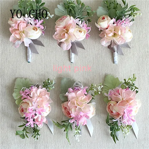 YO CHO 5Colors Artificial Rose Wrist Corsage Flower For Wedding Party Decor Wedding Bridal Women Girl Bridesmaid Delicate Floral 