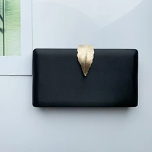 Вечерняя сумочка-клатч для женщин, квадратная коробка, клатч, сумка золотого цвета с металлическими замочек в форме листа, свадебная сумочка, женская сумочка