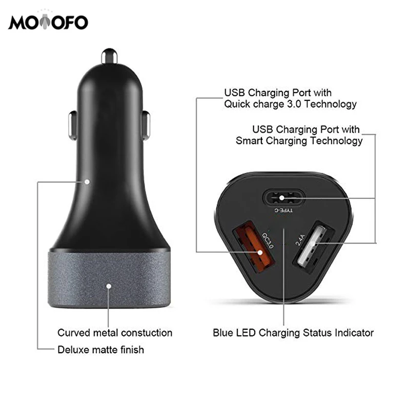 42W car charger fast charging 3.0 car charger adapter3 port, QC3.0+TYPE-C+5V / 2.4A smart recognition iphone android phone tab 42W car charger fast charging 3.0 car charger adapter3 port, QC3.0+TYPE-C+5V / 2.4A smart recognition iphone android phone tab