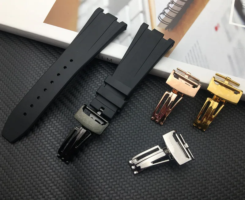 

Luxury Brand Silicone rubber Watchband For Audemars for Piguet Strap 28mm Watch AP Band Men's Bracelet butterfly buckle tools