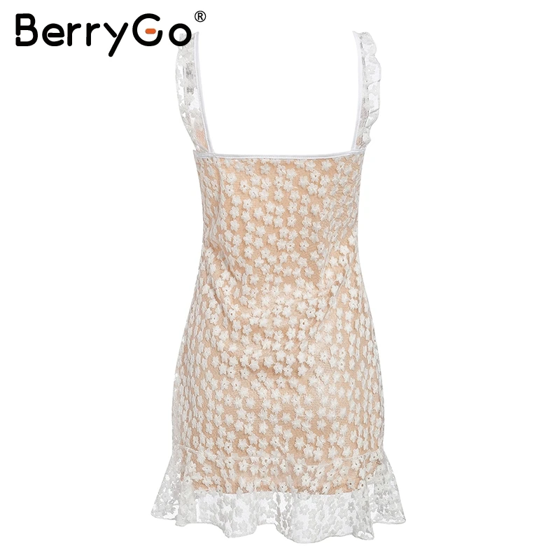 BerryGo, винтажное кружевное летнее платье с вышивкой, женское платье на тонких бретельках, трапециевидный женский пляжный сарафан для отдыха, женские платья