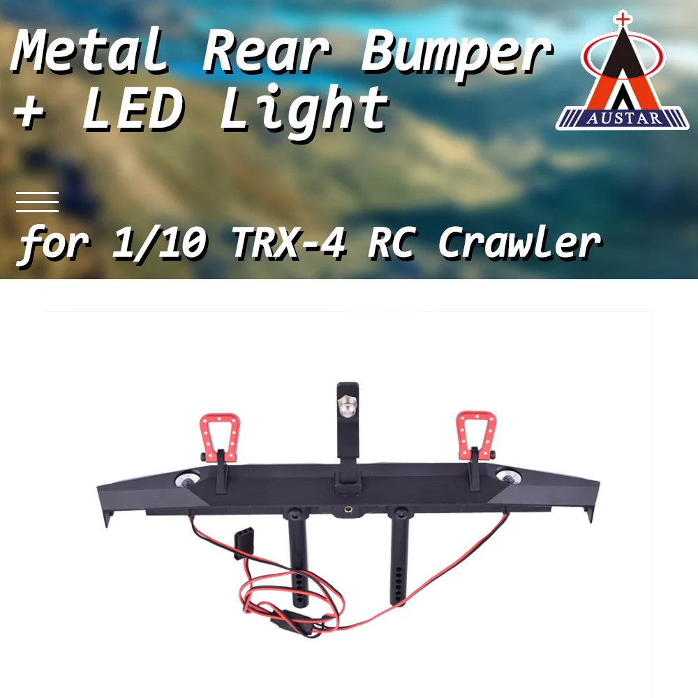 AUSTAR 3002 Metal Rear Bumper LED Light for 1/10 Scale RC Rock Crawler TRX-4 