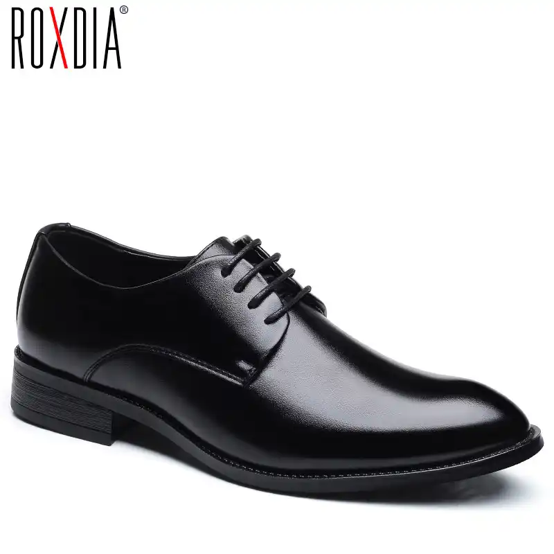 Roxdia homens sapatos de casamento couro de microfibra formal negócio apontou toe para o homem vestido sapatos masculinos oxford apartamentos rxm081 tamanho 39-48