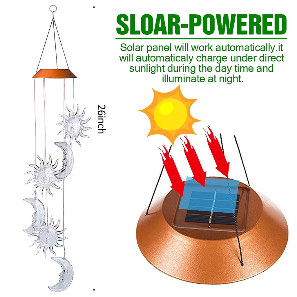 S5# Новое поступление Солнечный ветряной колокольчик светильник светодиодный домашний сад подвесной Спиннер лампа Декор