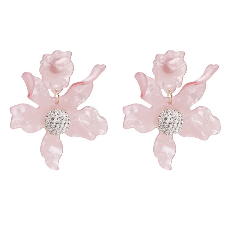 

Metal Crystal Ball Earring For Women Acrylic Flower Dangle Earrings pendientes za 2018 aretes pendientes de gota best lady za