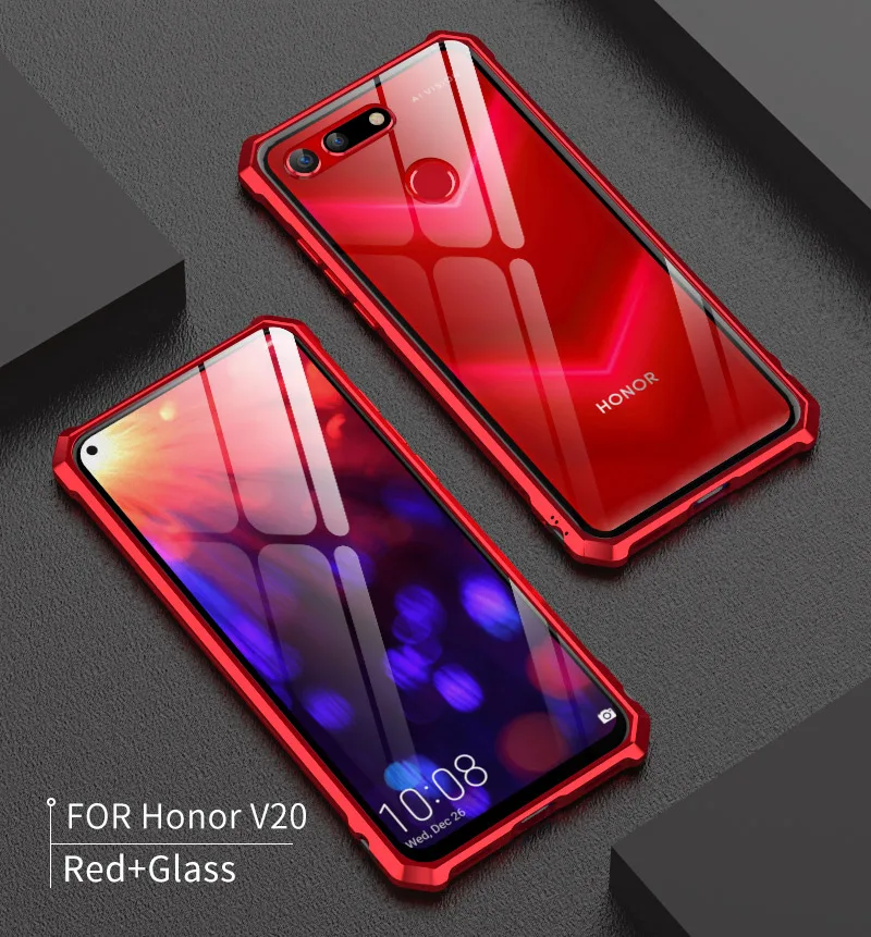 OMEVE для huawei Honor 20 Pro Чехол металлический сплав рамка бампер прозрачное закаленное стекло задняя крышка для Honor 20 20i V20 чехол для телефона