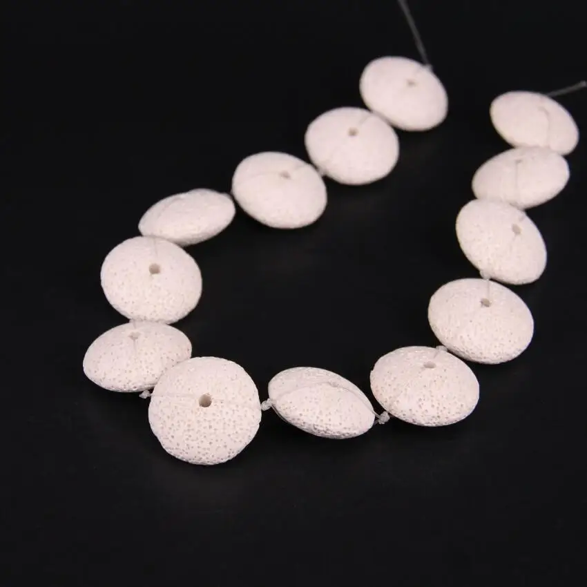 

2Strand/Lot,Natural White Volcano Lava Rock Centre Drilled Round Coin Shape Slab Beads,Charms DIY Pendant Earring Jewelry Making