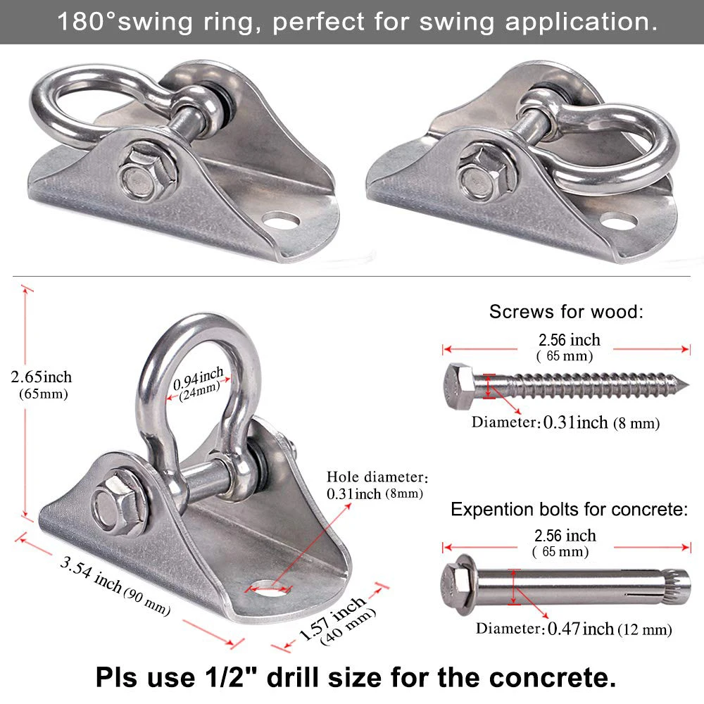 Качели вешалки Подвеска Крючки качели Пряжка, фиксированный лоток стул, гамак крепежные аксессуары, 304 нержавеющая сталь вращающаяся пластина
