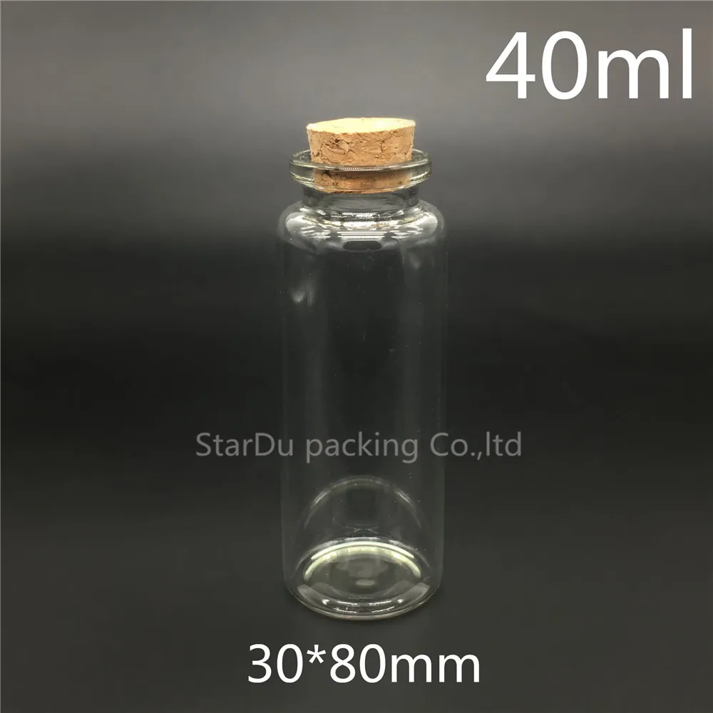 free shipping 30*80mm 40ml Wishing Glass Bottle with Cork ,40cc Glass