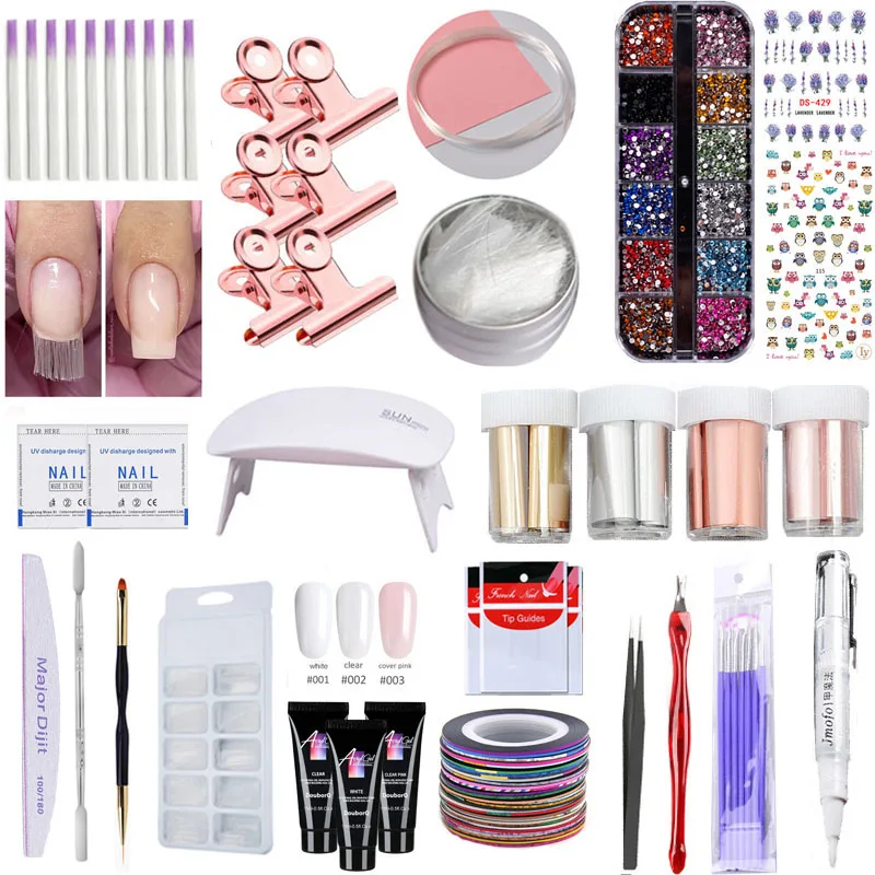 

Nail Set UV LED Lamp Dryer With 3colors Poly Gel Kit Soak Off Manicure Tool Set Nail Water Stickers For Decorations Manicure seT