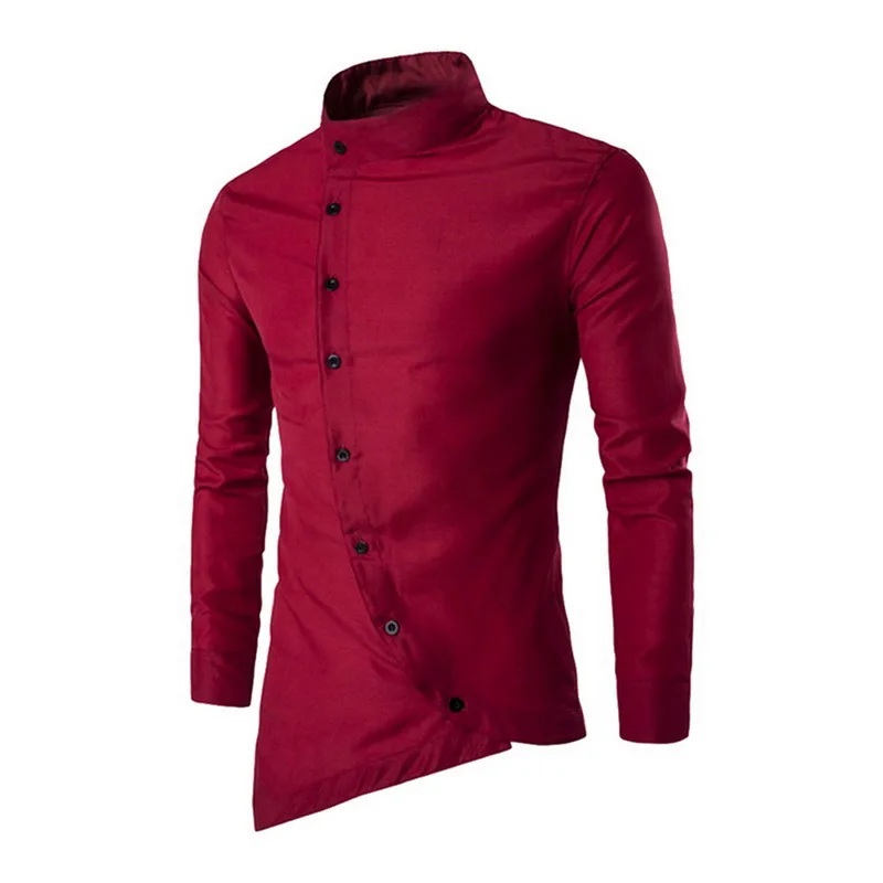 Litthing Camisa شخصية منحرف زر غير النظامية رجل عارضة قميص 2019 جديد الرجال طويلة الأكمام ضئيلة قميص قميص رجالي M-2XL Litthing Camisa شخصية منحرف زر غير النظامية رجل عارضة قميص 2019 جديد الرجال طويلة الأكمام ضئيلة قميص قميص رجالي M-2XL